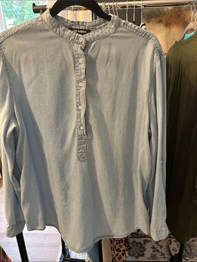 Joe Fresh Light Blue Cotton Henley Button-Front Shirt